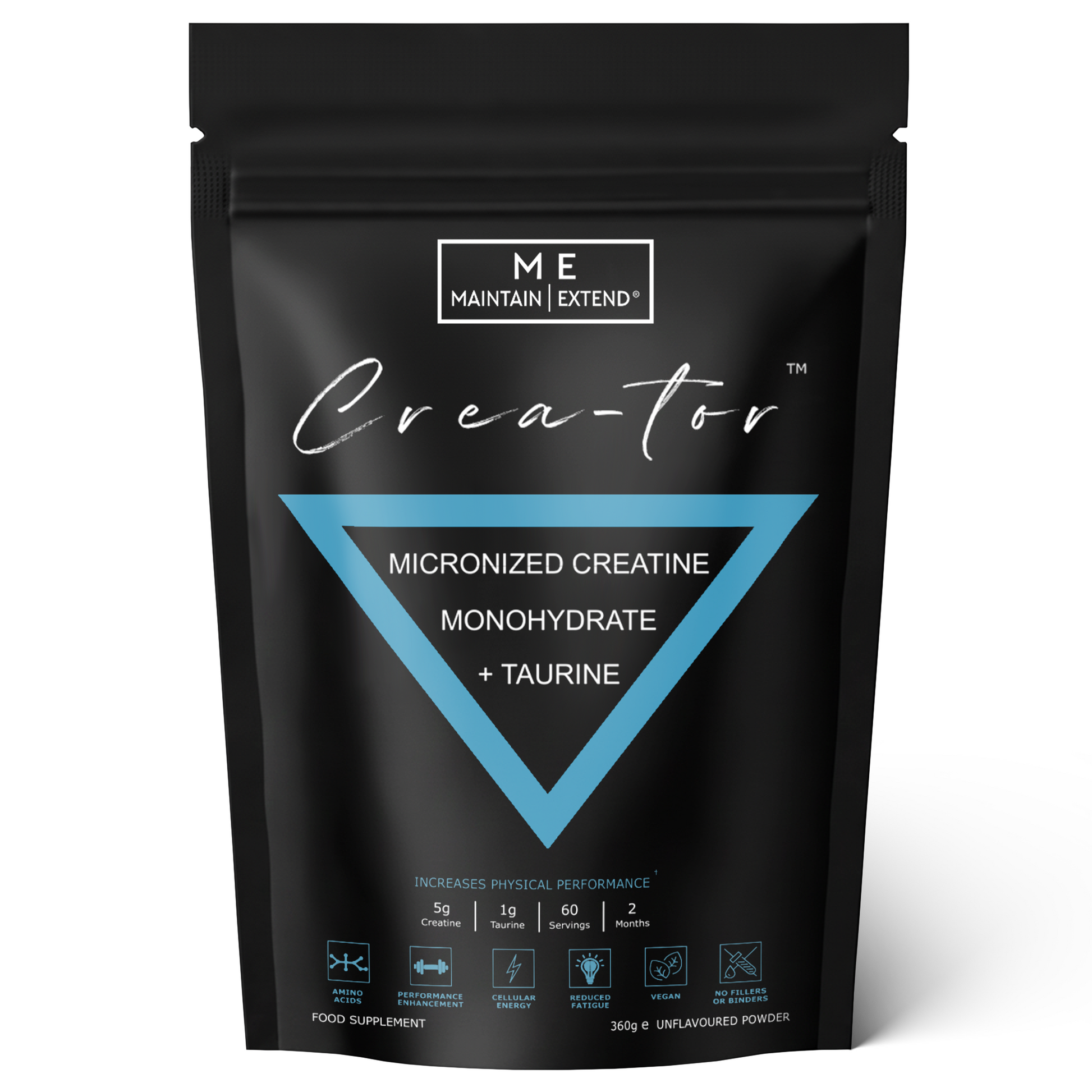 Pure Micronized Creatine Monohydrate Powder With Taurine 360g, 5g Creatine 1g Taurine Per 6g, Unflavoured Vegan Creatine For Muscle Strength, Power