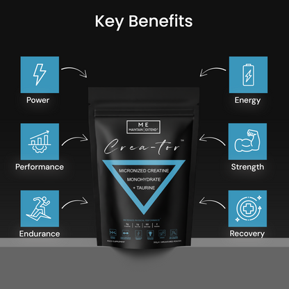 Health benefits of Crea-tor™ creatine taurine powder for improved performance, energy, reduced fatigue, and muscle recovery.