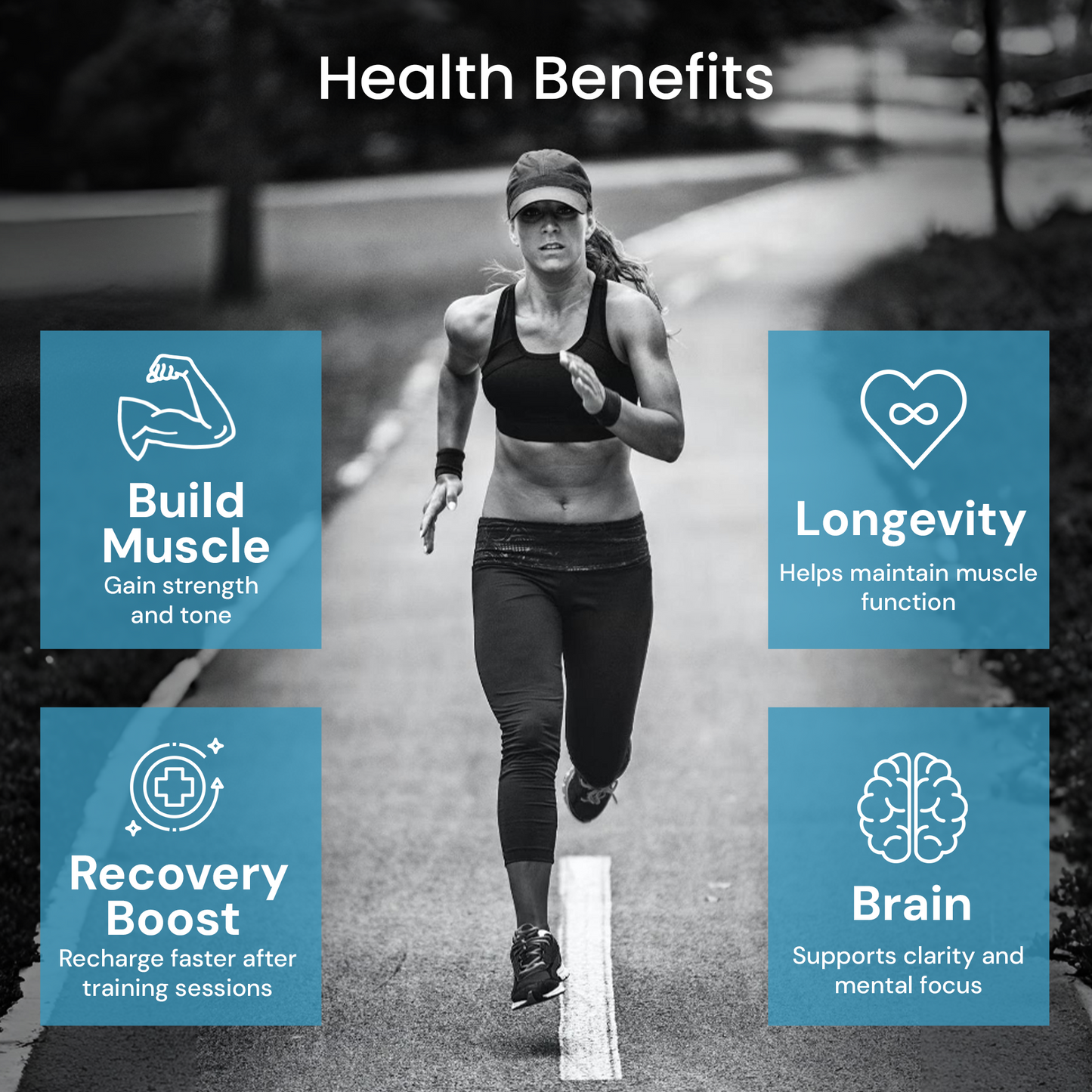 Crea-tor™ Creatine and Taurine benefits for women, enhancing muscle tone, recovery, cognitive function, and energy, while supporting menopause.